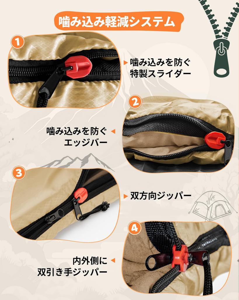 Nord Coast Sleeping Bag, All Seasons, Envelope Type, Compact, 230T, Super Water Repellent, High Heat Retention, Biting Reduction, Double Muffler,