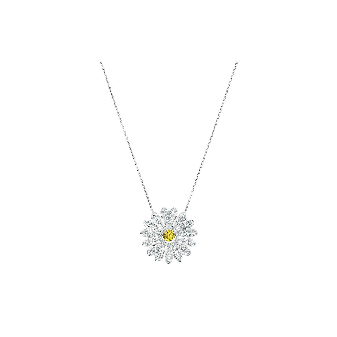 Swarovski Eternal Flower Daisy Beating Heart Gold Plated Necklace Women necklace Yellow 5512660 Box (Random Color)