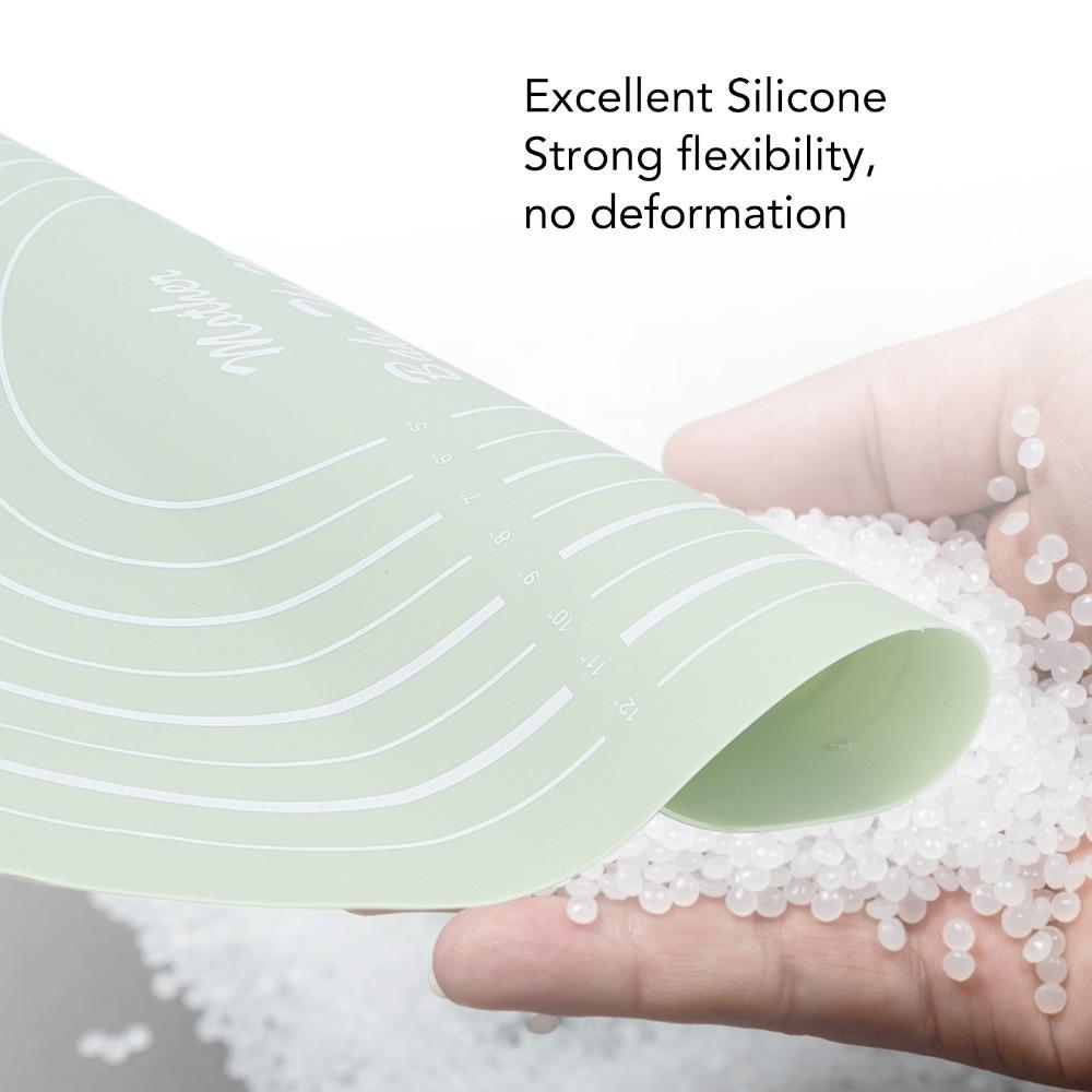 Silicone Dough Roller Set With Measurements Rolling Pin Pastry Mat  Home Kitchen DIY Baking зелёный