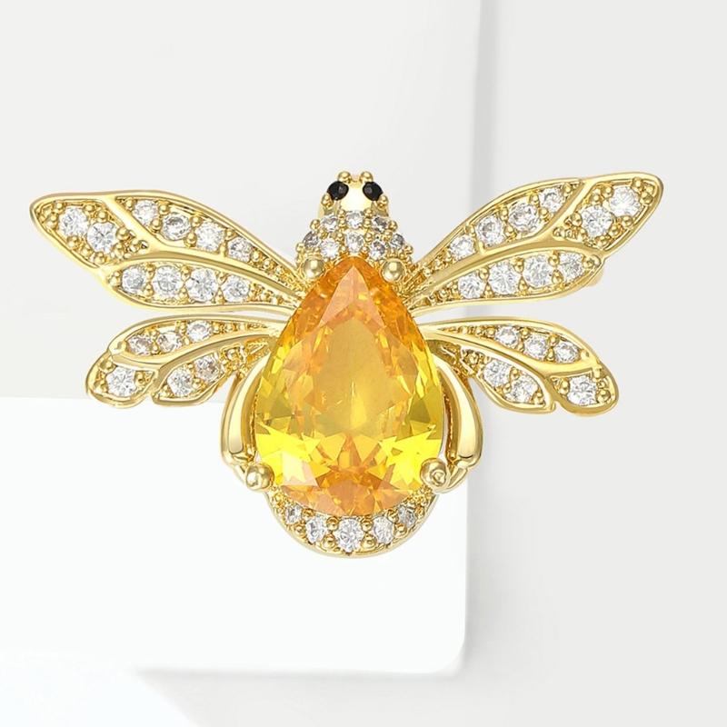Sparkling Crystal Bees Pin Fashion Jewelry For Shirt Jacket Dress Decoration Playful Design Rhinestones Pin Accessory