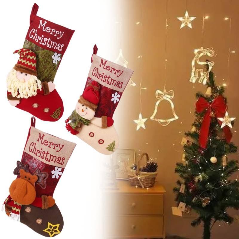 Festlicher Weihnachtsstrumpf Geschenkbeutel mit gestickten Designs für festliche Stimmung