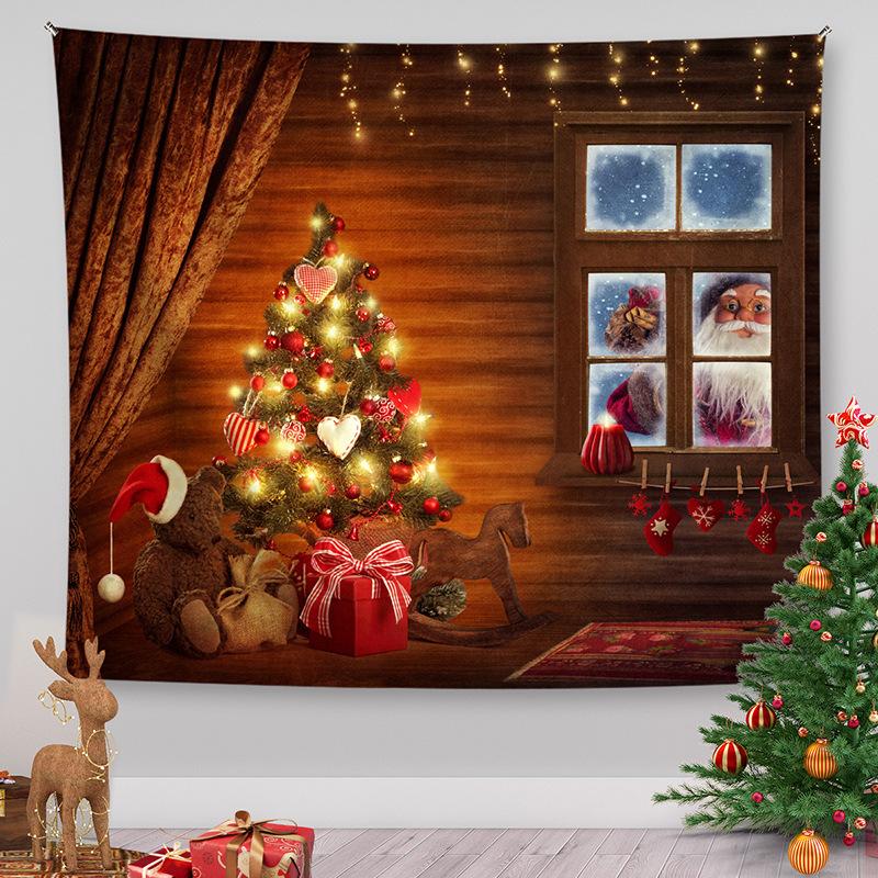 Amazon Christmas Printed Tapestry Christmas Tree Backdrop Holiday Party Tapestry Cloth