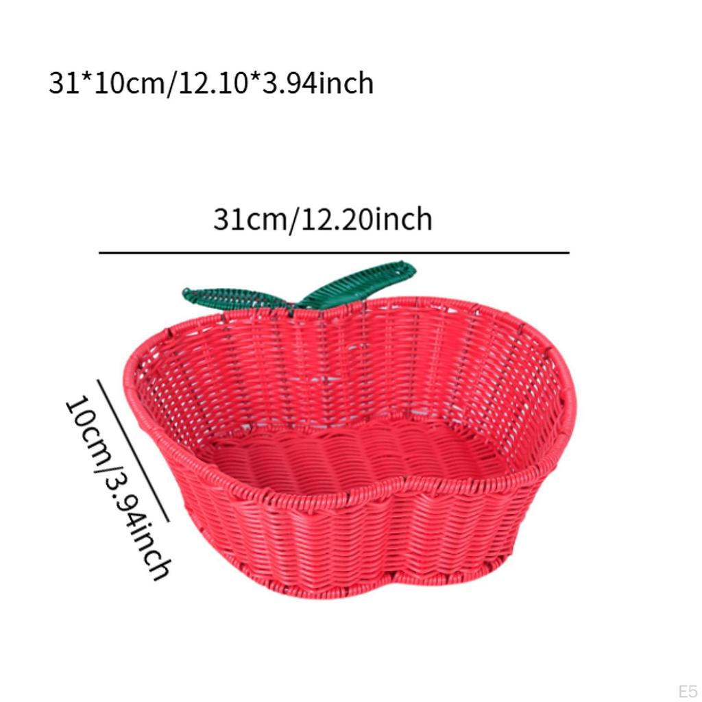 Apple Design Handcrafted Basket for Fruits and Cookies, Imitation Rattan