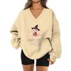 Women's V-neck Dropped Shoulder Halloween Print Sports Sweatshirt Top