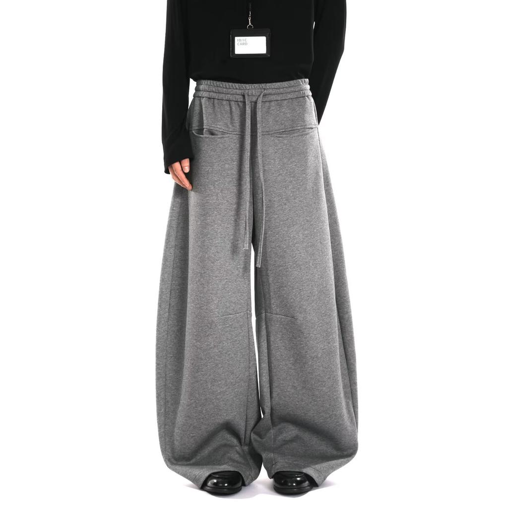 American retro high-end scimitar casual pants men's and women's autumn loose and lazy wide-leg straight drape sweatpants