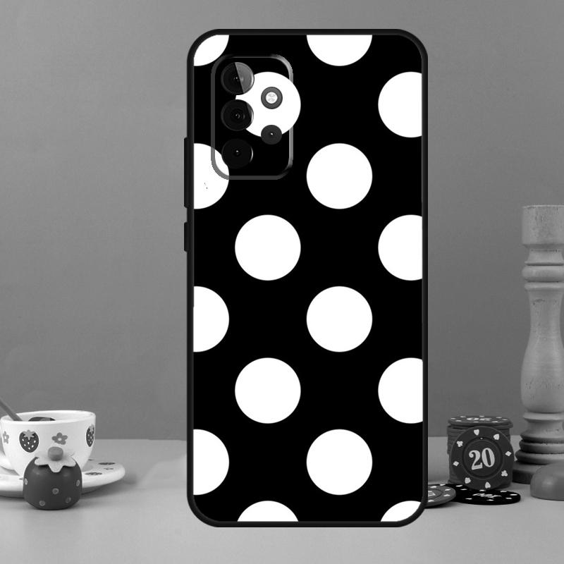 Black And White Polka Dot Case For Samsung Galaxy A52 A32 A12 A14 A34 A54 A13 A33 A53 A73 A50 A70 A71 A51 Back Cover