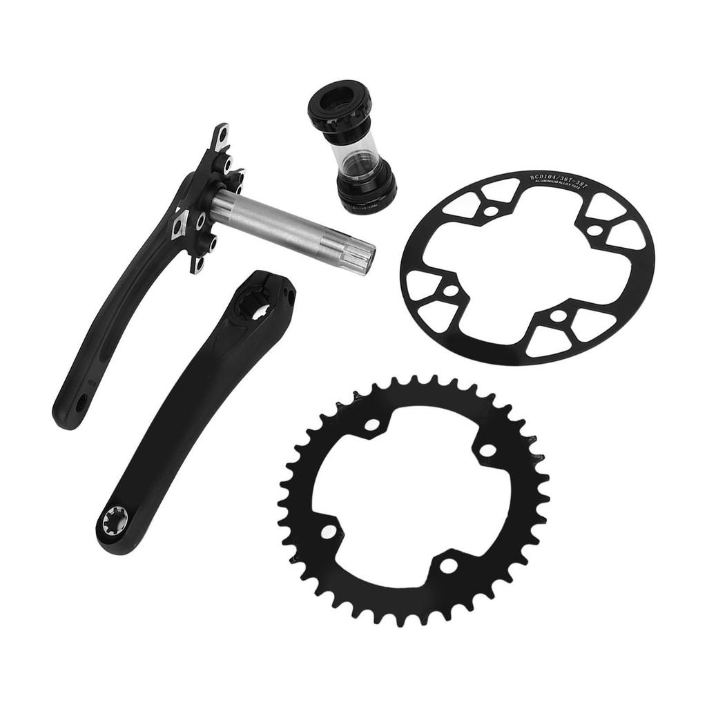Fahrrad Hohlkurbelgarnitur Aluminiumlegierung 38T Narrow Wide Kettenblatt und 36 bis 38T Kettenschutz für Outdoor-Fahrten