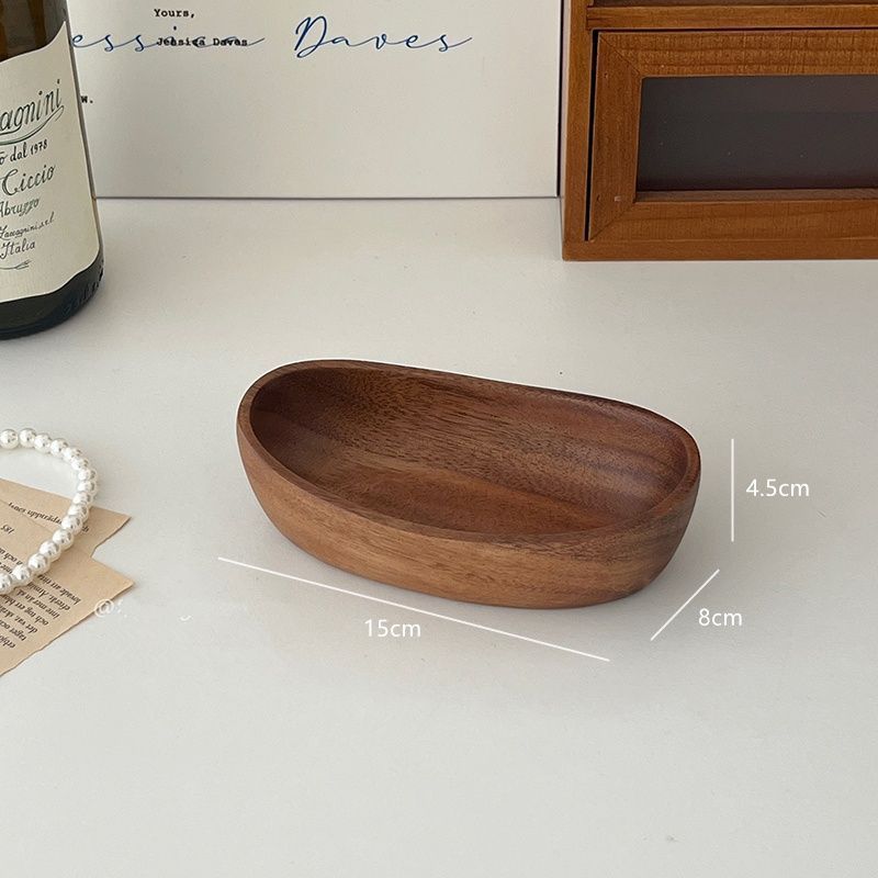 

Retro Desktop Wooden Storage Box, Solid Wood Jewelry and Cosmetics Storage Tray, Entrance Area Clutter Organizer Decorative Item