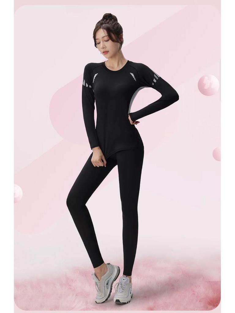 Women's Winter Quick-Dry Sports Suit: Plus Size Running & Yoga Set with High-Elastic Tight Top