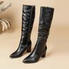 Eilyken 2026 Fashion Square Heels Pointed Toe Women Knee-High Boots Autumn Winter Shoes Punk Style Zipper Long Booties