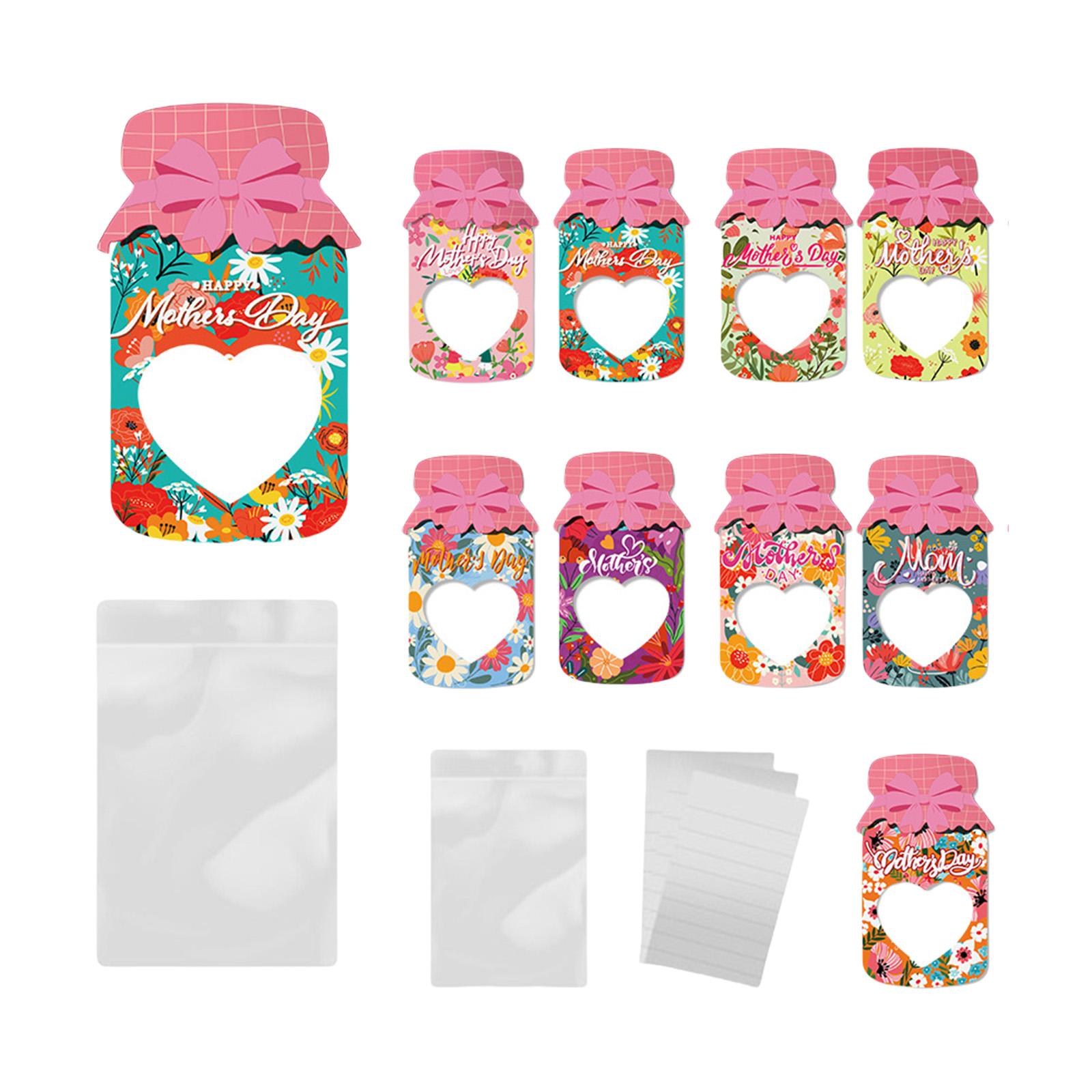 

9/18 шт. Бумажные открытки с Днем матери, бумажная открытка в форме баночки/бутылочки с пакетиком для конфет, принадлежности для вечеринки в честь Дня матери 9