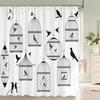 Nordic minimalist art printing Shower Curtain, Waterproof Fabric Flower and leaf Bird pattern Bathroom Curtain for Bathtub Decor
