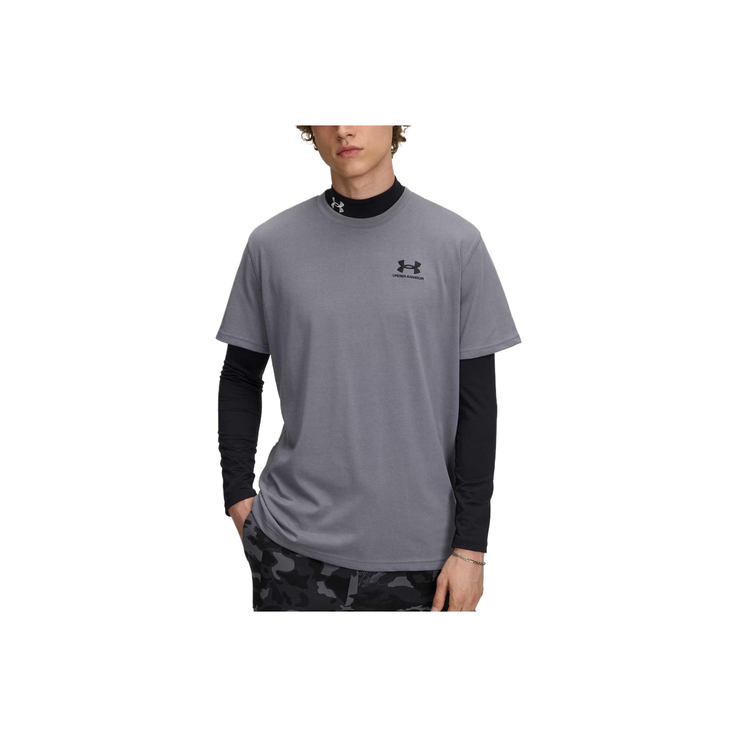 

Under Armour Вышитая Универсальная Мода Простая Однотонная Футболка с Коротким Рукавом Мужские Топы 1373997-024 XL