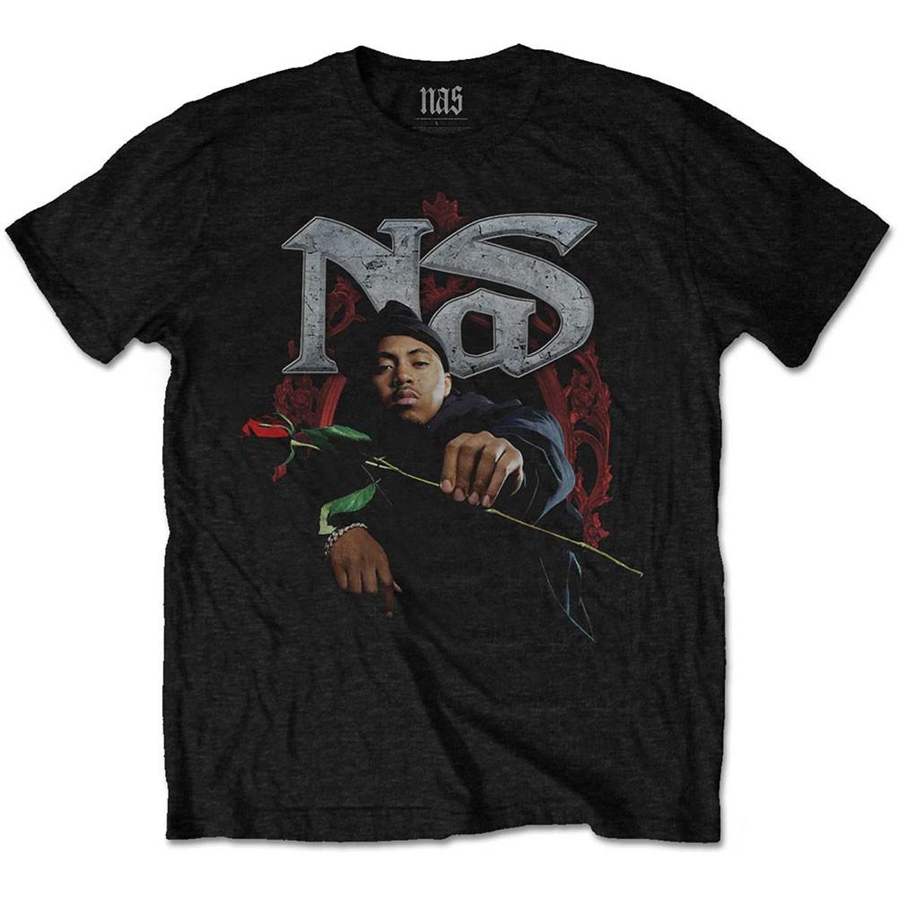 Men s Nas Red Rose Slim Fit T-shirt Small Black XL