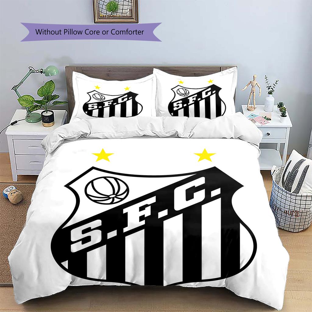 Santos FC Pattern Bedding Home Decoration Birthday Gift (1 * duvet cover + 2 * pillowcase, without core)