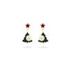 Christmas Star Hollow-Out Diamond-Encrusted Christmas Tree Stud Earrings, Niche Design Sense Contrasting Color Dripping Oil Fashion Earrings