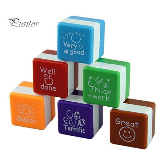 6Pcs Teachers Stamper Praise Reward Stamps Motivation Sticker School