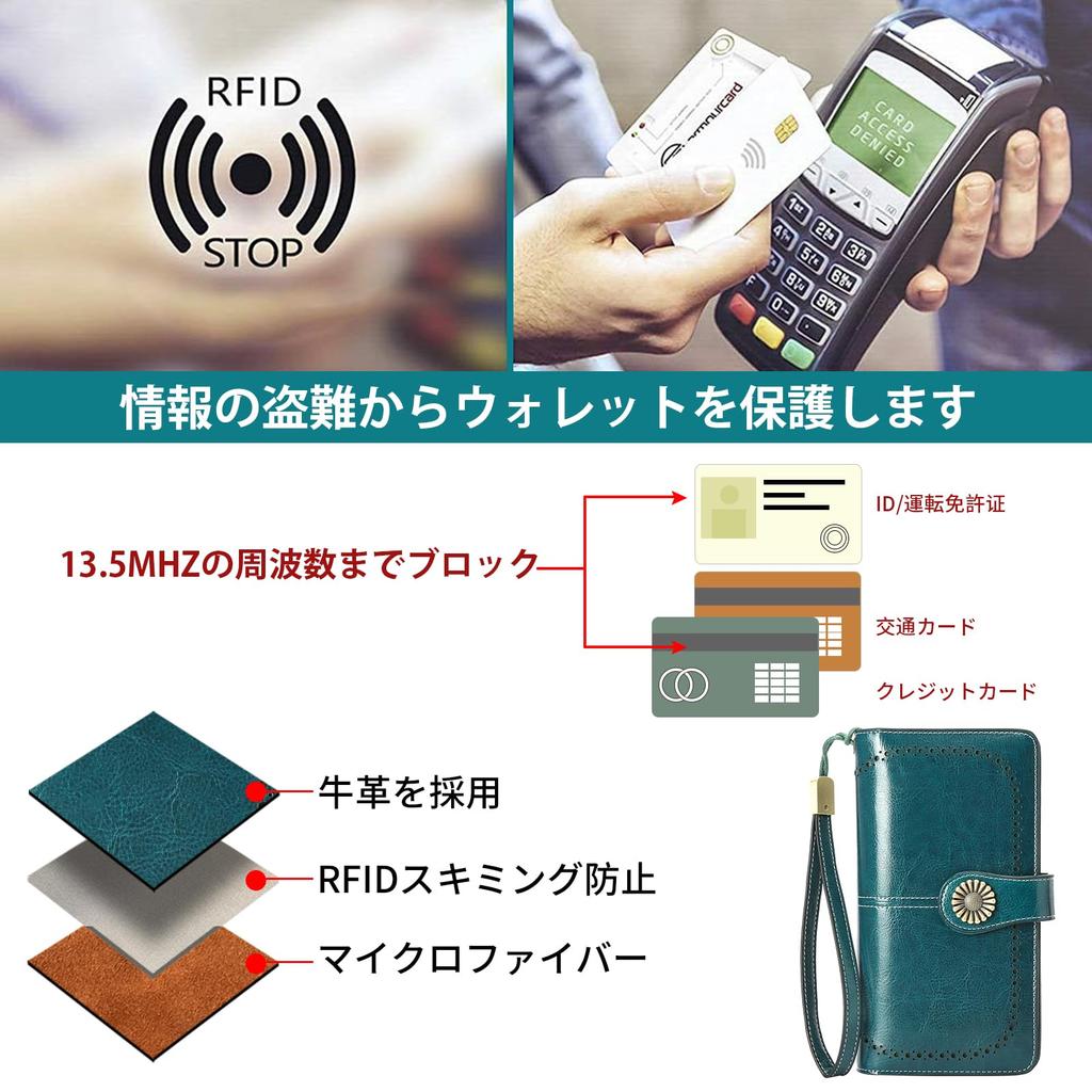 SENDEFN Women's Long Wallet with Large Capacity, Coin Purse, Comfortable to the Touch, RFID & Magnetic Skimming Protection, Genuine Leather, Stylish,