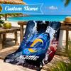 Custom Name Beach Towel Rams Fan Gear USA Microfiber Beach Towel, Lightweight for Summer Travel, Swimming Pool Fan Birthday Gift
