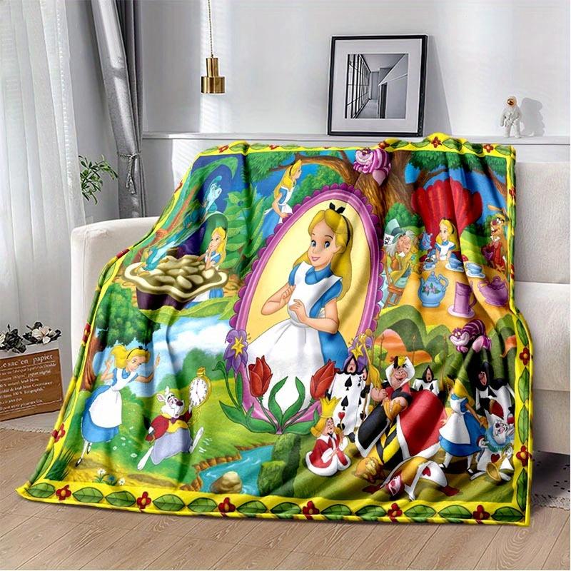 1pc Alice in Wonderland Printing Blanket Soft, All Season Throw for Living Room, Bedroom,Personalized Gift with Adorable Cartoon Design