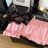 1011 summer new suspender shorts set home casual cool lace large size pajama set pure desire sexy