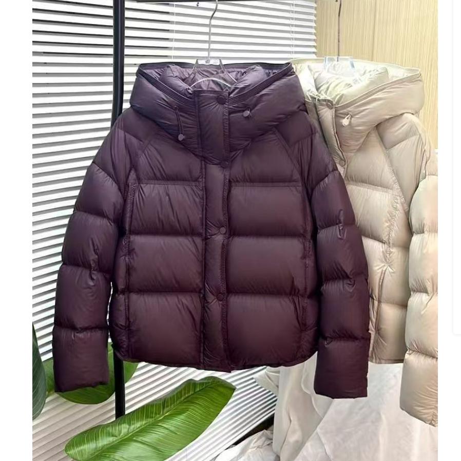 

Осень и Зима Однотонная Дутая Короткая Толстовка с Капюшоном Свободного Кроя Хлебная Куртка Утепленная Теплая Пуховая Хлопковая Куртка S фиолетовый