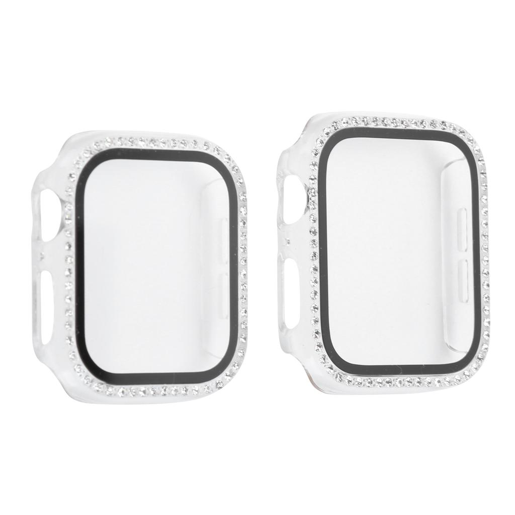 2pcs Watch Case Cover Crystal Shiny Protective Case with Film Jewelry Accessory for IOS Watch