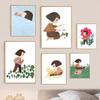 1pc Children's Day Art Poster Cute Girl with Animals Nature Art Boys and Girls Room Decoration Perfect Gift for Children's Day