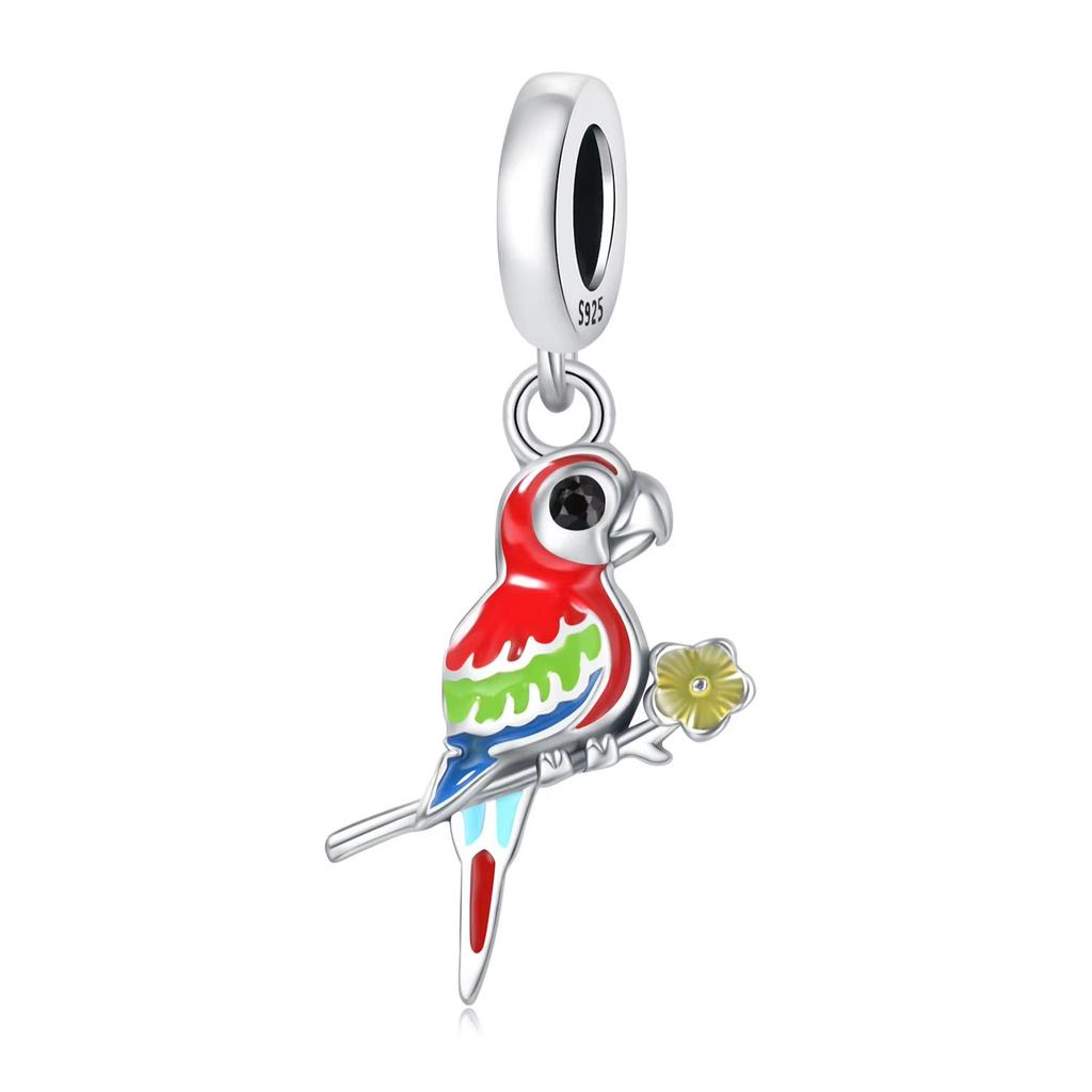 Beads Copper Charms Original Colored Parrot Pendant Beads Fit Bracelet Jewelry Diy Women Fine Gift Accessory