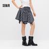 Semir Women's Plaid Asymmetric Tie-Waist Short Skirt