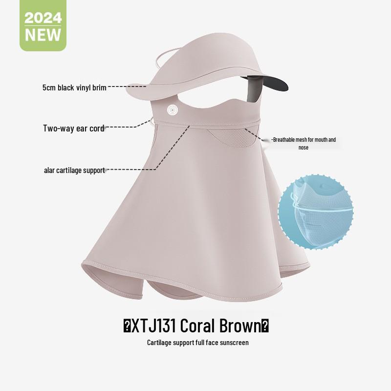 Women's Full Face Black Sunscreen Mask - Anti-Smudge, Three-Dimensional Ice Silk with Glue Brim
