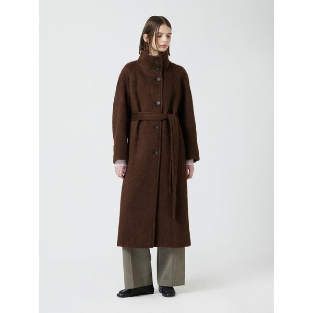 Cappotto Lungo Collo Alto in Misto Alpaca C254msg031