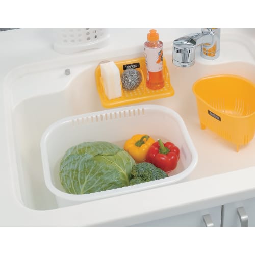 Inomata Chemical Feeling Square Washtub, 35cm Wide, Pearl White