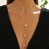 European/American Chic Multi-Layer Necklace Set: Natural Stone Beads & Alloy Clavicle Chains