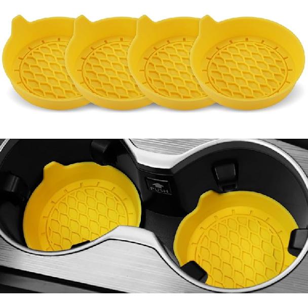 SINGARO Car Cup Holder Coaster,Silicone Cup Holder Insert,Universal Non-Slip Cup Holder,Car Accessories Interior Unisex 4 Black