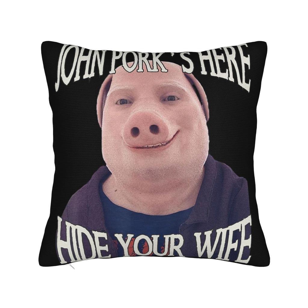 John Pork Halloween Brainrot Meme Pillowcases Kawaii Pillow Case For Sofa Car Home Decor Soft Pillow Cover
