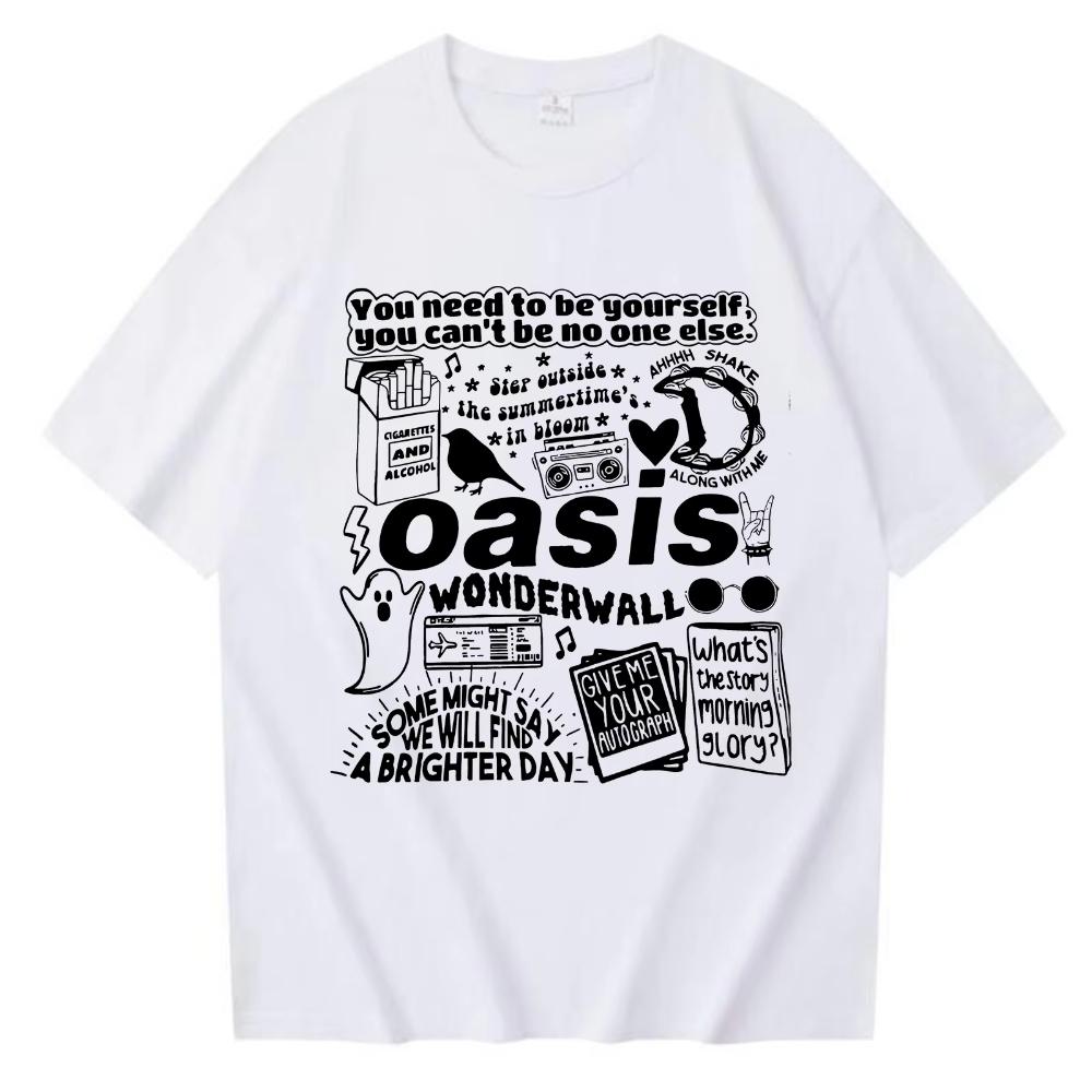 Oasis Reunion Tour 2025 Cotton Printed Tshirt Mens Women Harajuku Oneck Oasis Live 25 Tour Merch Casual Male TShirt Gifts