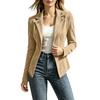 Giacca da Donna alla Moda Slim Fit Manica Lunga Collo a Revers Chiusura a Bottoni Cappotto Casual