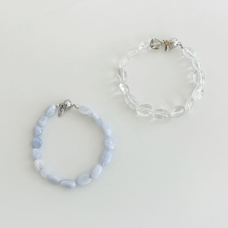 August Harmony 925silver Pebble Gem Bracelet / 2color