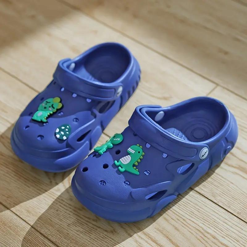 

Повседневные дышащие сабо с милыми мультяшными подвесками для мальчиков, быстросохнущие легкие нескользящие сабо для душа на открытом воздухе в помещении, на пляже, в саду 30-31 синий