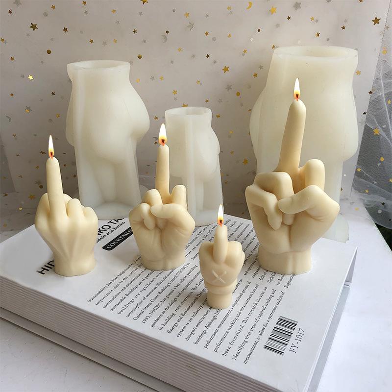 Gesture Candle Mold: Middle Finger Silicone Mold for DIY Creative Aromatherapy and Gypsum Cakes