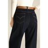 Mengshuya Women's Deep Blue Fleece-Lined Cropped Dad Jeans