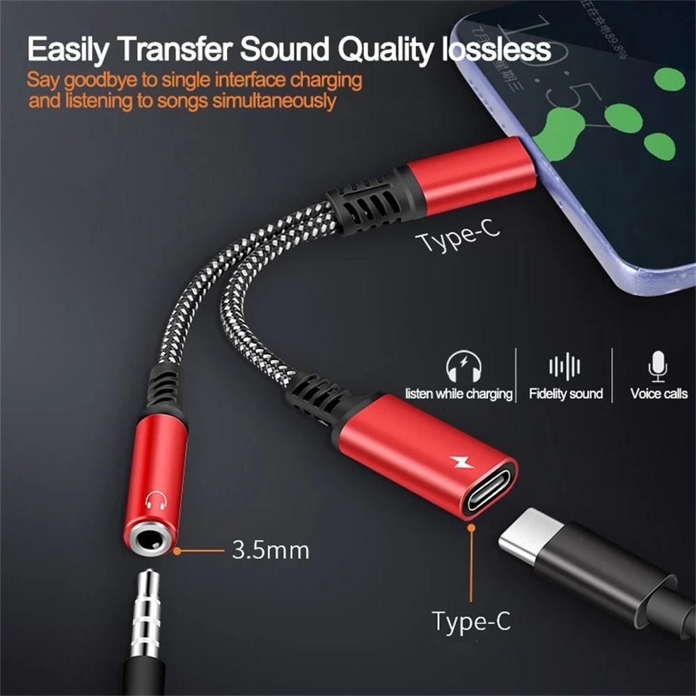 Jack Type C to Type C Audio Adapter Charging Cable OTG Cable Aux Converter Cable Converter