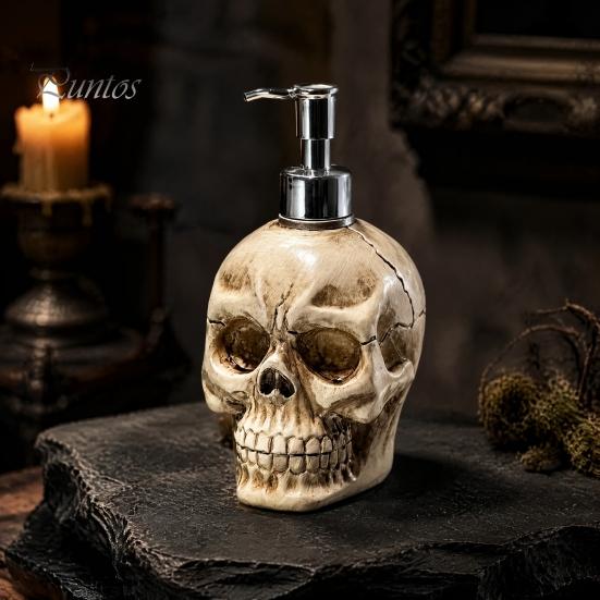 Creativo Stile Gotico Articoli da Toeletta Teschio Dispenser Bottiglia con Pompa, Grande Capacità Vinile Ricaricabile Pompa a Pressione Sapone Liquido Contenitore Lozione,