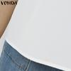 VONDA Women Cold Shoulder Ruffled Sleeve Bow Knot Casual Stitching Blouse
