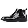 Fashion New Men Ankle Patent Leather Business Dress Boots Flats Pointed Toe Side Zipper Motorcycle Boots Casual Nightclub Party Footwear