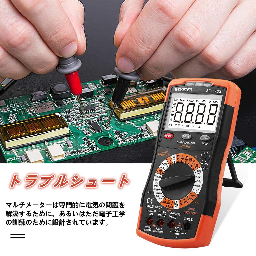 BTMETER Digital Manual and Capacitance with Alligator Clips Instruction Manual BT-770S Multimeter, 6000-Bit Range, AC/DC Current/Voltage Tester, NCV,