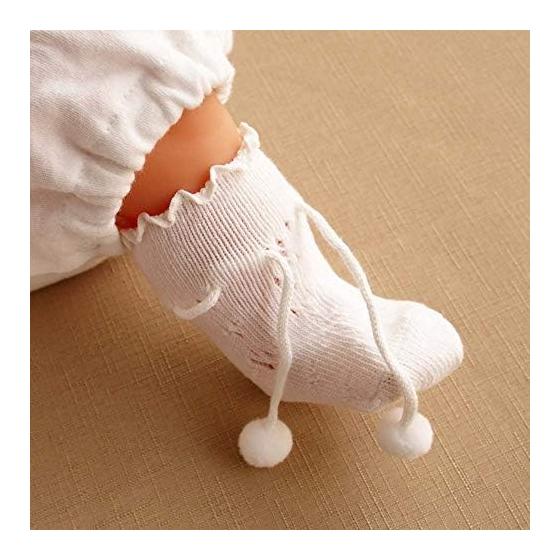 [nagasawako] Newborn Socks with Laces That Stay In Place, 8 Cm, 2 Pairs of Baby Socks, Made In Japan
