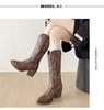 Brown retro embroidered pointed high-heeled western cowboy boots women's summer 2025 new versatile heightening knight boots