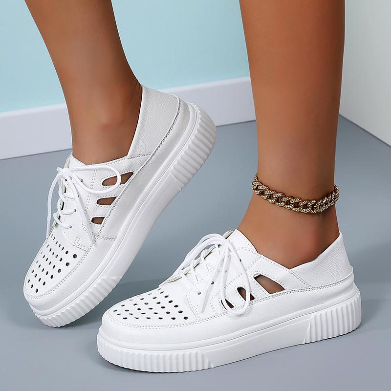 Women’s Wedge Sneakers White Leather Sandals Comfort Casual Blue Summer Maternity Shoes Plus Size